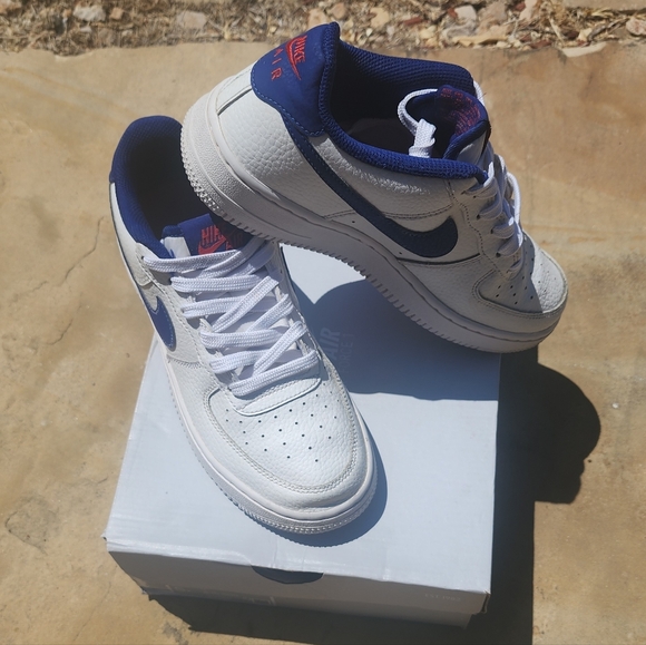 Nike Air Force 1 - Royal Blue Swoosh White Sneakers (Size 5Y) - Picture 5 of 5